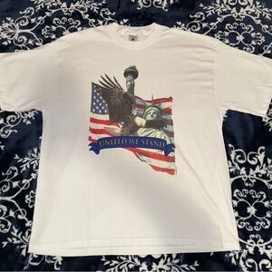 White 'United We Stand' Graphic Tee with Flag & Eagle